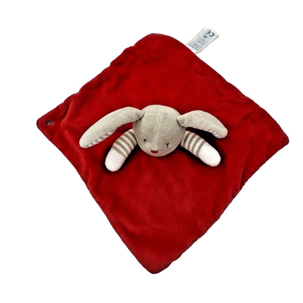 Obaibi Baby Security Blanket Bunny Rabbit  Red Brown Stripes 9x9 Lovey